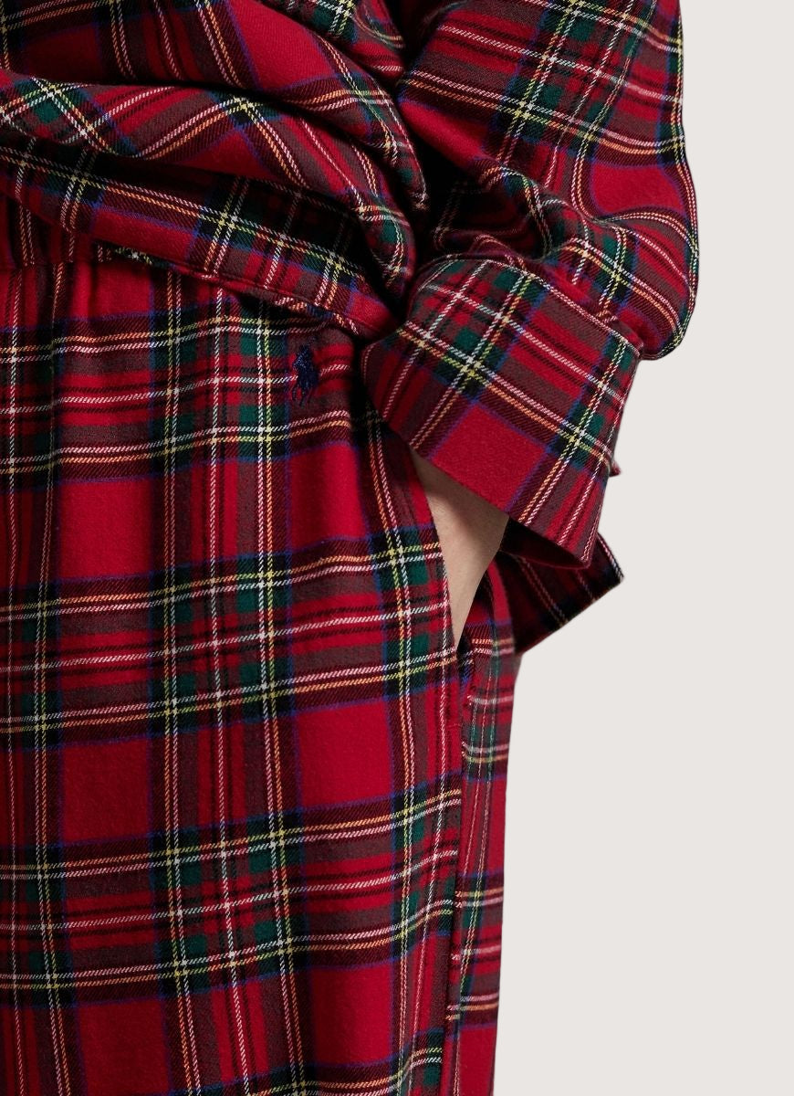 Polo Ralph Lauren Madison PJ Set in Estate Plaid Close Up View of Hand in Pocket