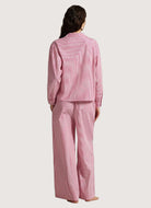 Polo Ralph Lauren PJ Set With Whipstitch in College Pink Stripe Full Length Back View