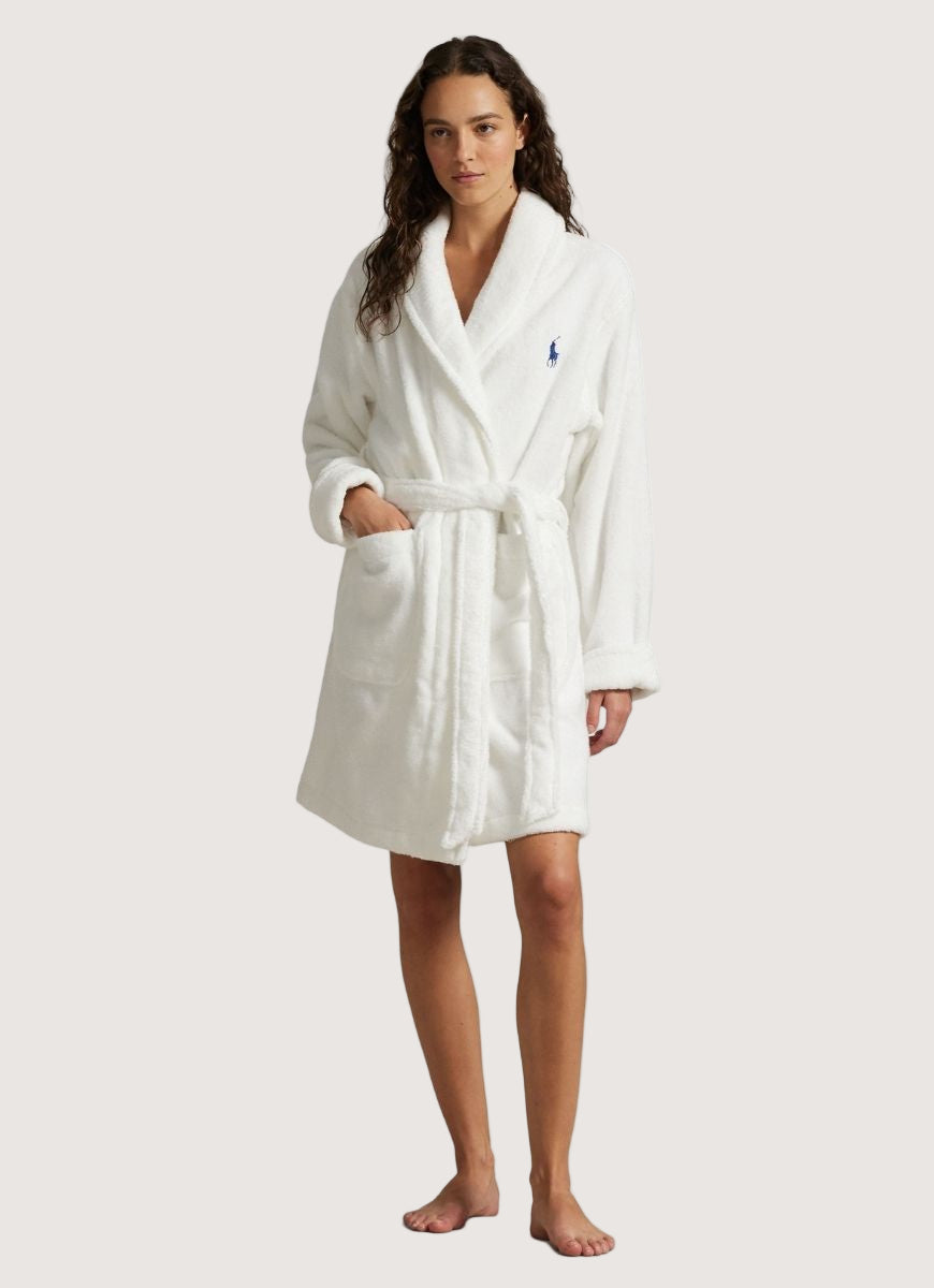 Polo Ralph Lauren Short Printed Back Robe in Tuxedo Bear Full Length Front View