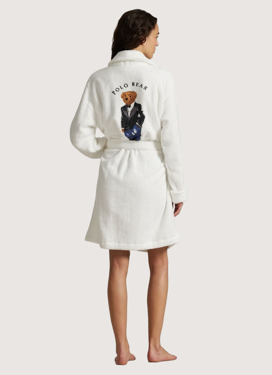 Polo Ralph Lauren Short Printed Back Robe in Tuxedo Bear Back View