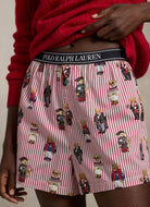 Polo Ralph Lauren Sleep Boxer Allover Bear in Bear Red Close Up Front View