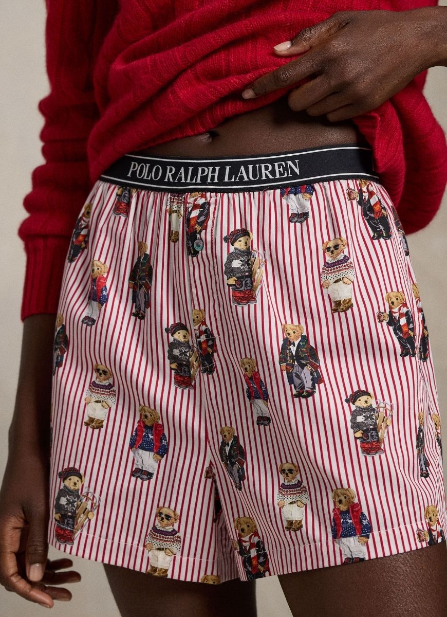 Polo Ralph Lauren Sleep Boxer Allover Bear in Bear Red Close Up Front View