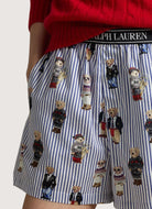 Polo Ralph Lauren Sleep Boxer Allover Bear in Snowfall Blue Close Up View