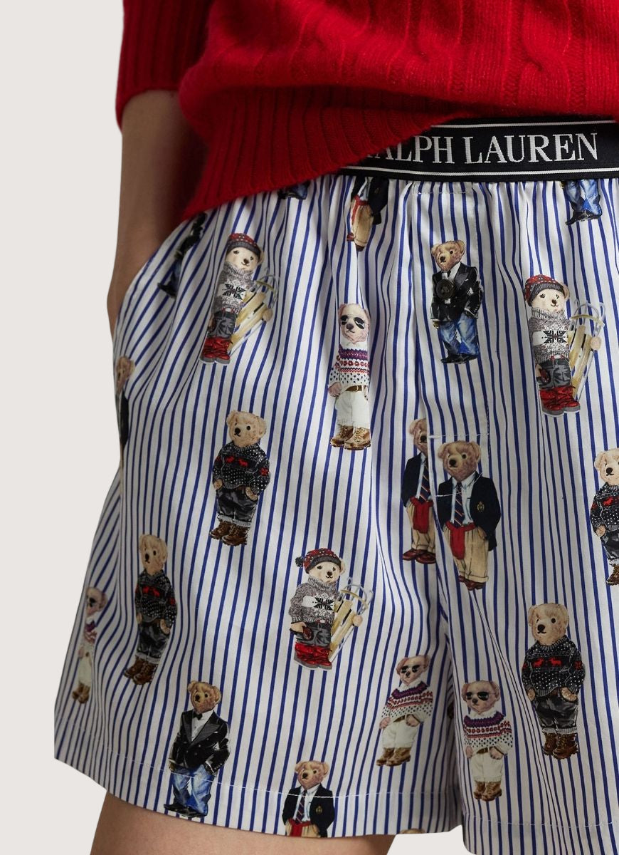 Polo Ralph Lauren Sleep Boxer Allover Bear in Snowfall Blue Close Up View