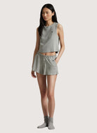 Polo Ralph Lauren Tank Gathered Waist Boxer Set in Heather Grey Full Length Front View