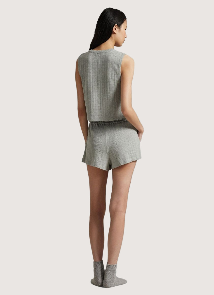 Polo Ralph Lauren Tank Gathered Waist Boxer Set in Heather Grey Full Length Back View