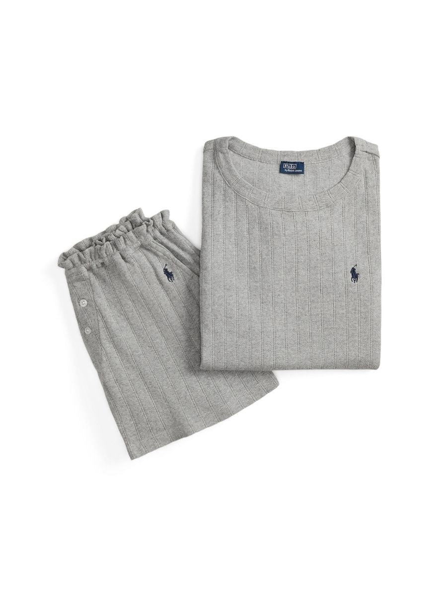 Polo Ralph Lauren Tank Gathered Waist Boxer Set in Heather Grey Product Shot View