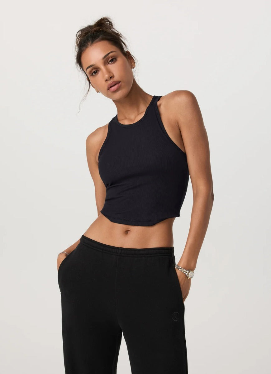 Vuori Women's Pose Plyo Tank Top in Black Front View