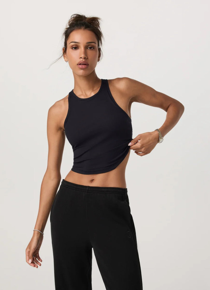 Vuori Women's Pose Plyo Tank Top in Black Alternate Front View
