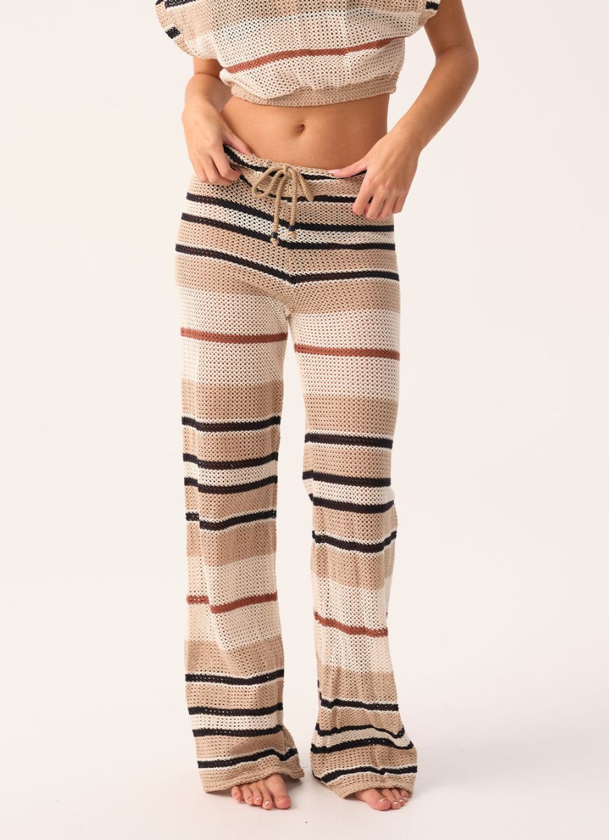 PQ SWIM Bree Boho Pant in Pacific Stripe Front View