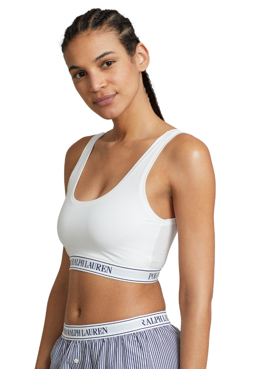 Polo Ralph Lauren Scoop Cropped Tank in White Side View
