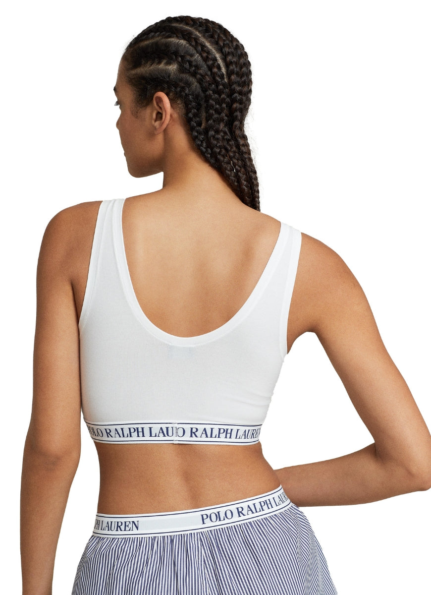 Polo Ralph Lauren Scoop Cropped Tank in White Back View