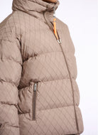 Rino & Pelle Audry Quilted Puffer Jacket in Toffee Close Up Side View
