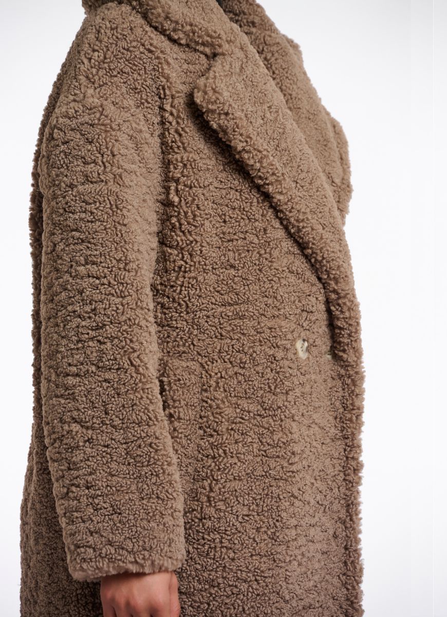 Rino & Pelle Elicia Teddy Coat in Toffee Side View