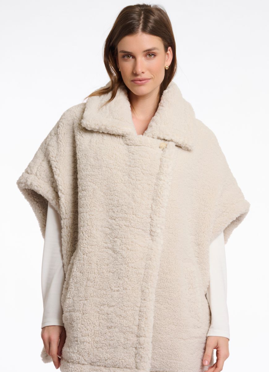 Rino & Pelle Luca Teddy Cape Coat in Birch