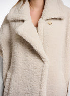 Rino & Pelle Luca Teddy Cape Coat in Birch Close Up Front View