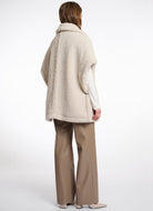 Rino & Pelle Luca Teddy Cape Coat in Birch Full Length Back View