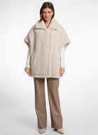 Rino & Pelle Luca Teddy Cape Coat in Birch Full Length Front View