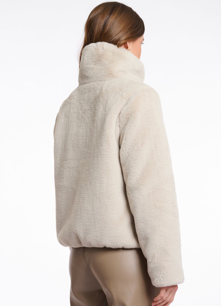 Rino & Pelle Sallie Faux Fur Jacket in Birch Back View