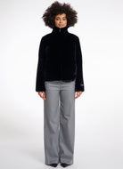 Rino & Pelle Sallie Faux Fur Jacket in Black Full Length Front View