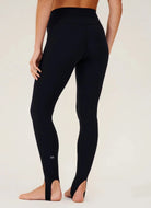 Splits59 River High Waist Airweight Stirrup Legging in Black Waist Down Back View