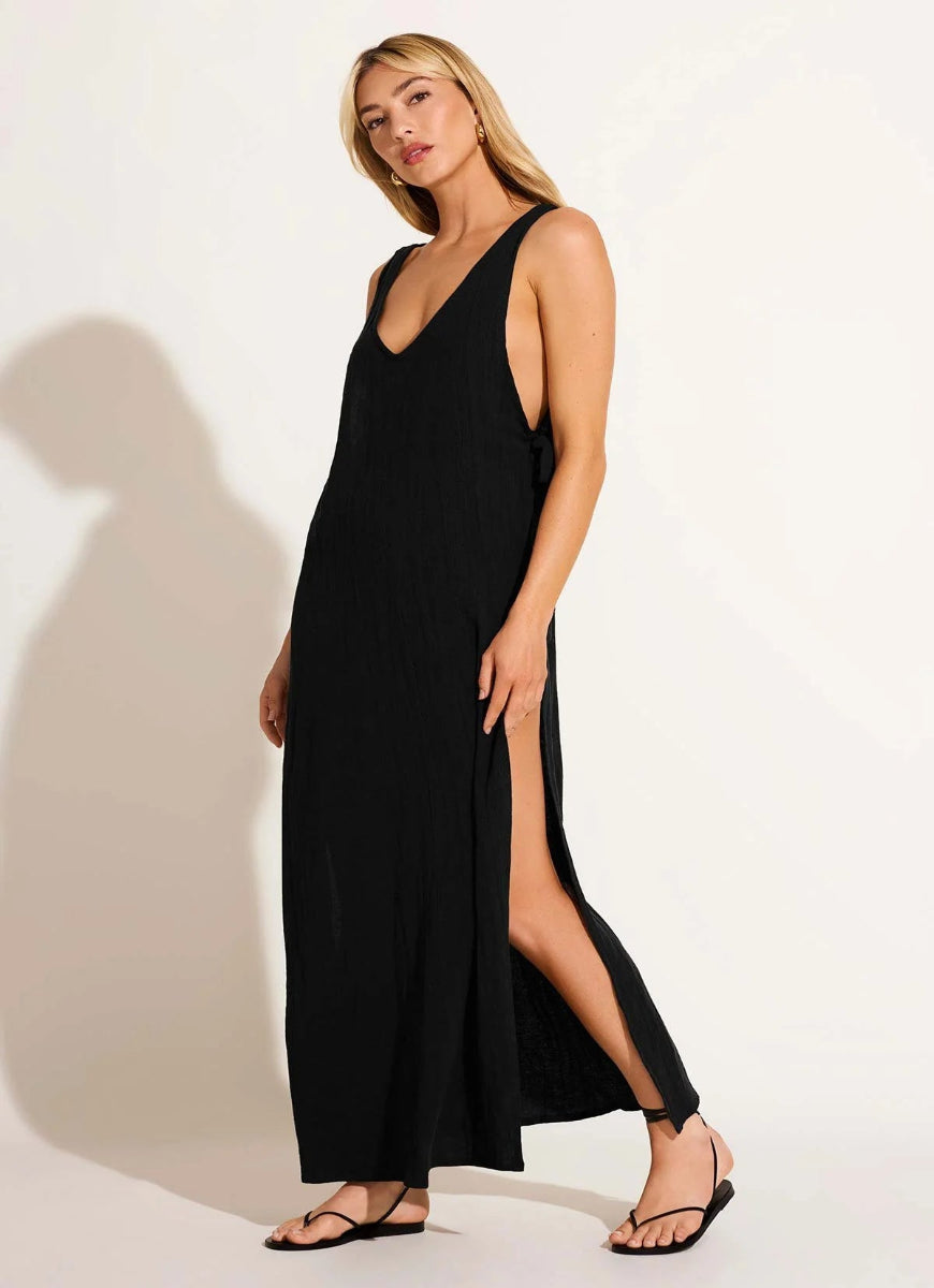 Vitamin A Riviera Linen Dress in Black