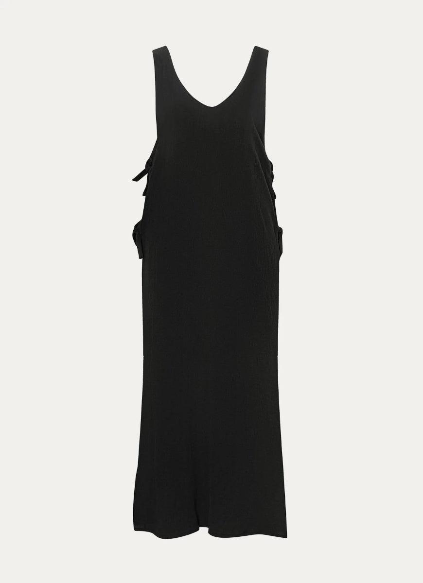 Vitamin A Riviera Linen Dress in Black Product Shot View