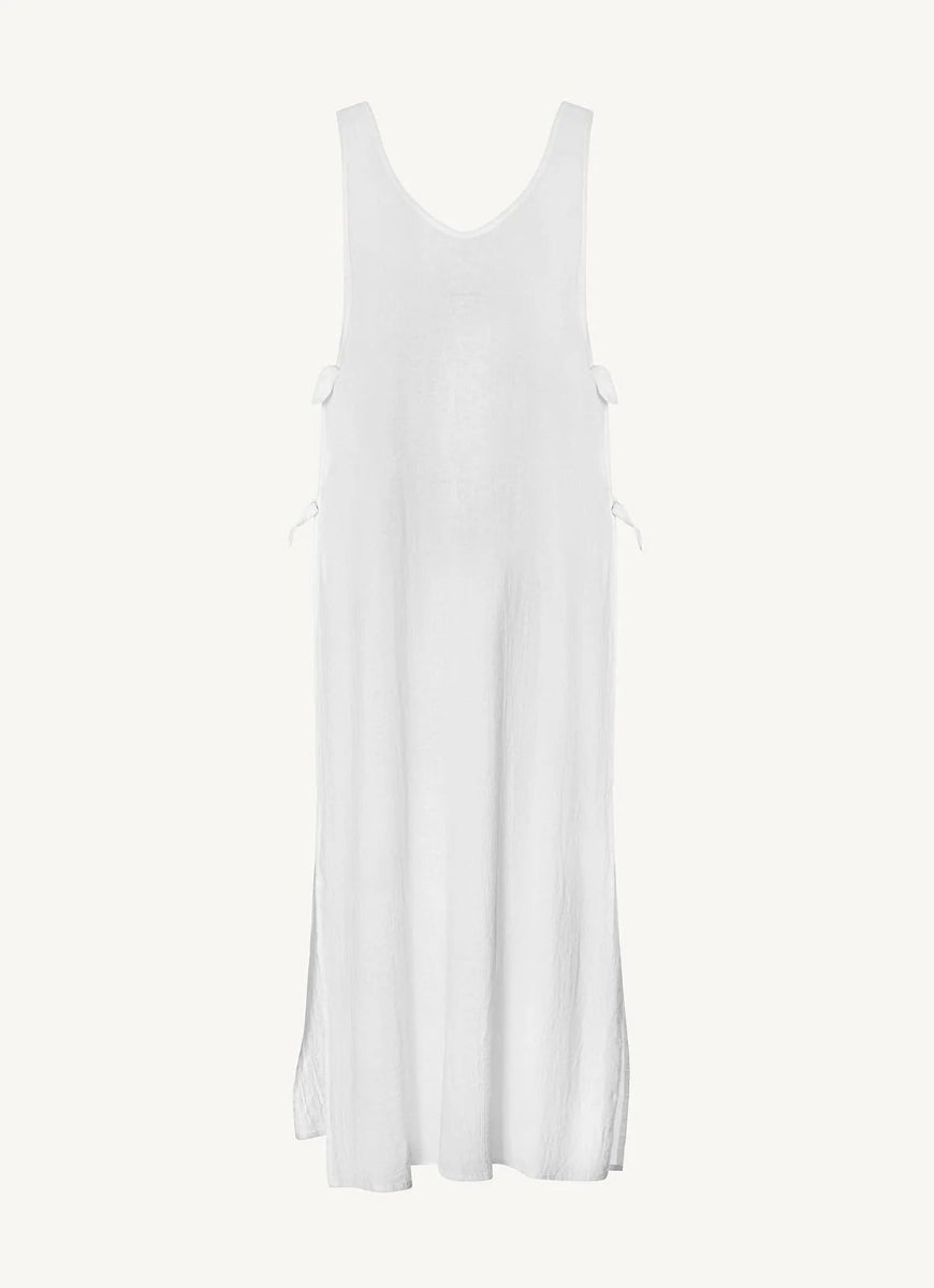 Vitamin A Riviera Linen Dress in White Product Shot View