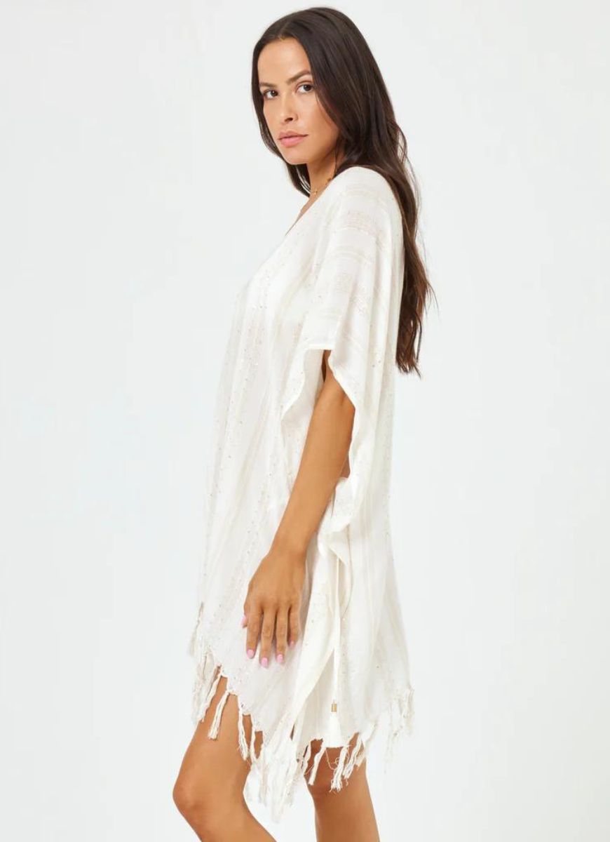 LSPACE Seaport Cover-Up Poncho in Cream Side View