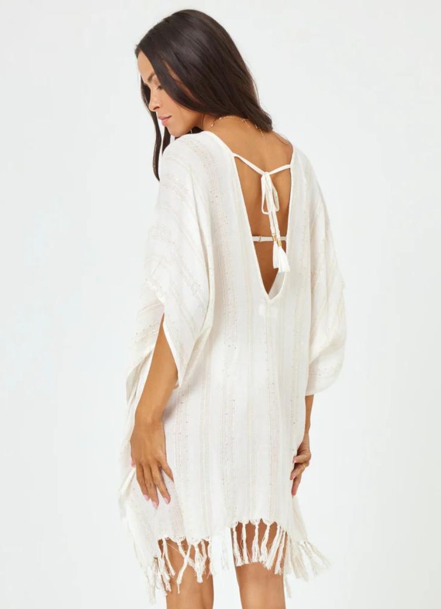 LSPACE Seaport Cover-Up Poncho in Cream Back View