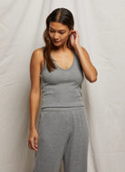 perfectwhitetee Shane Waffle Pants in Heather Grey Front View