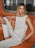 Varley Shea Crop Tank in Ivory Marl