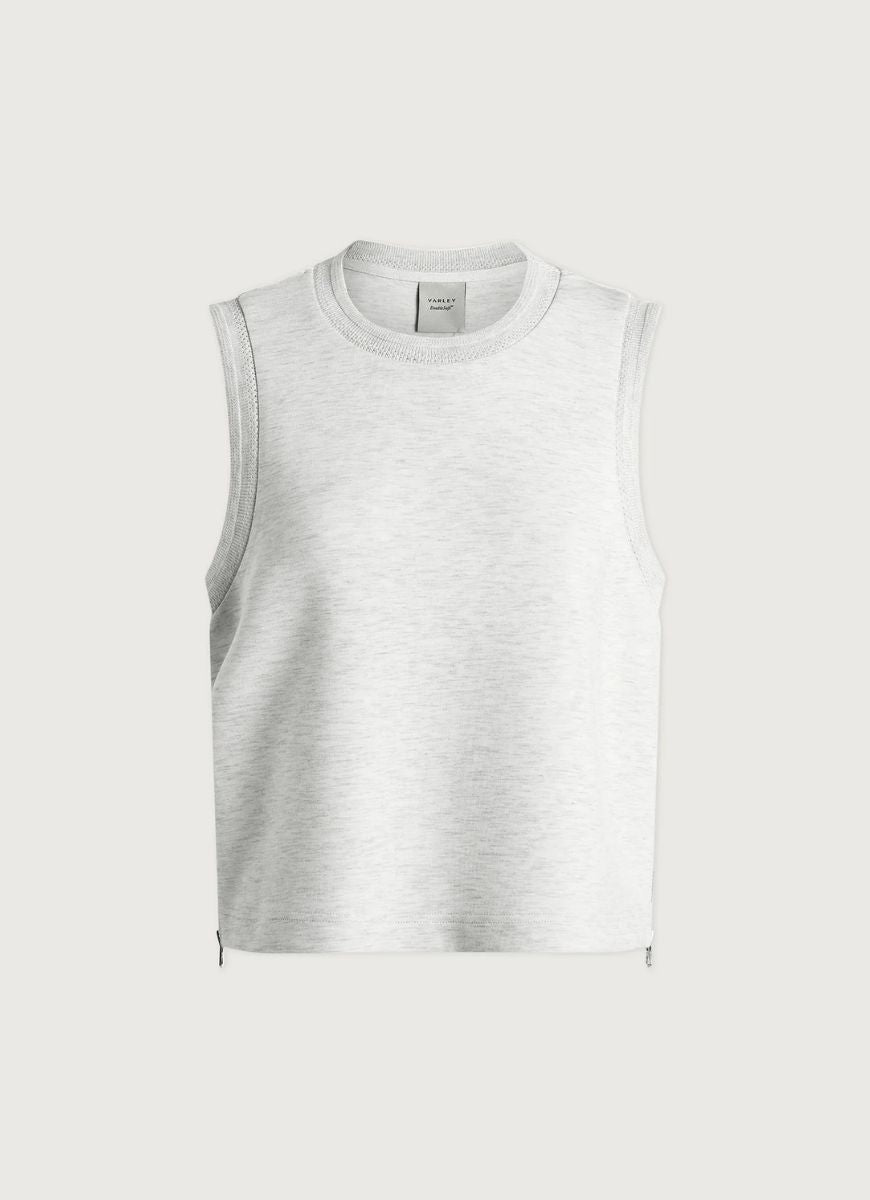 Varley Shea Crop Tank in Ivory Marl Product Shot View