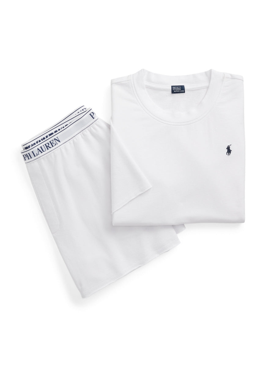 Polo Ralph Lauren Short Sleeve Short Set in White Cloud Product Shot View