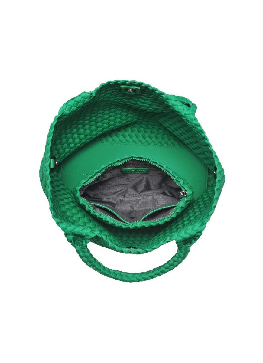 Sol and Selene Sky’s The Limit Medium Tote in Kelly Green Top View Showing Inside the Bag