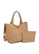 SOL AND SELENE Sky’s The Limit - Medium Tote Bag in Nude Shown Together With Inner Pouch