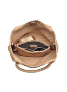 SOL AND SELENE Sky’s The Limit - Medium Tote Bag in Nude Top View Shown Unzipped