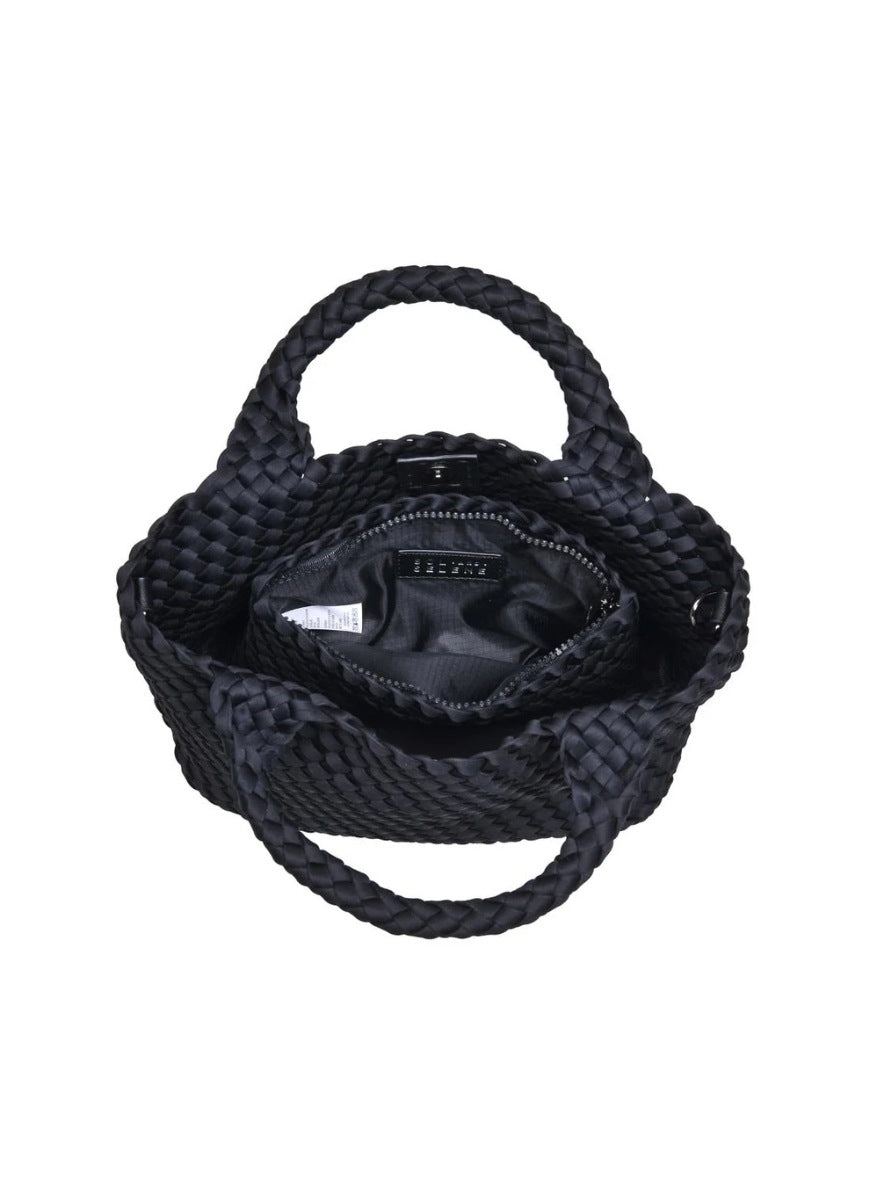 SOL AND SELENE Sky’s The Limit - Small Crossbody Bag in Black Top View Unzipped