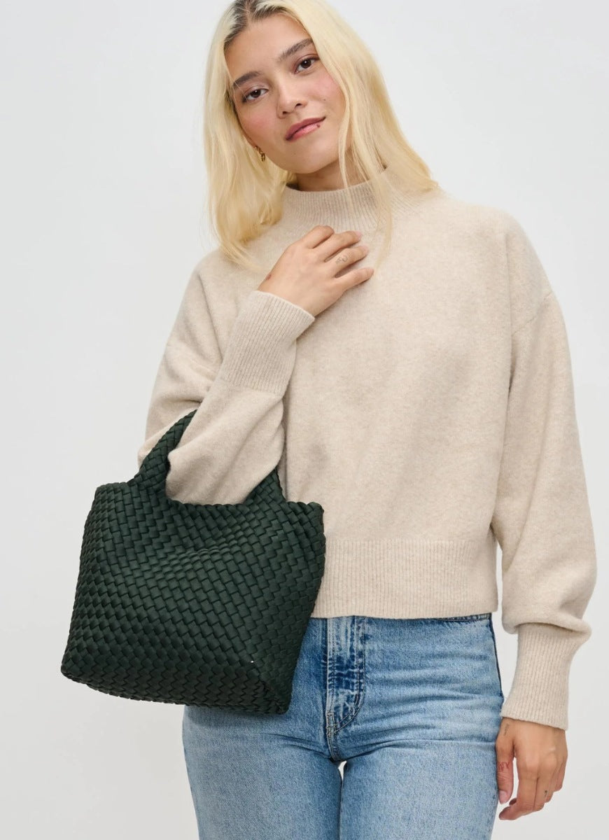SOL AND SELENE Sky’s The Limit - Small Crossbody Bag in Olive Shown on Models Arm