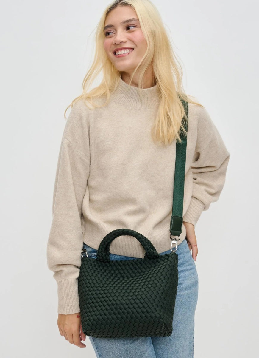 SOL AND SELENE Sky’s The Limit - Small Crossbody Bag in Olive Shown Worn Crossbody