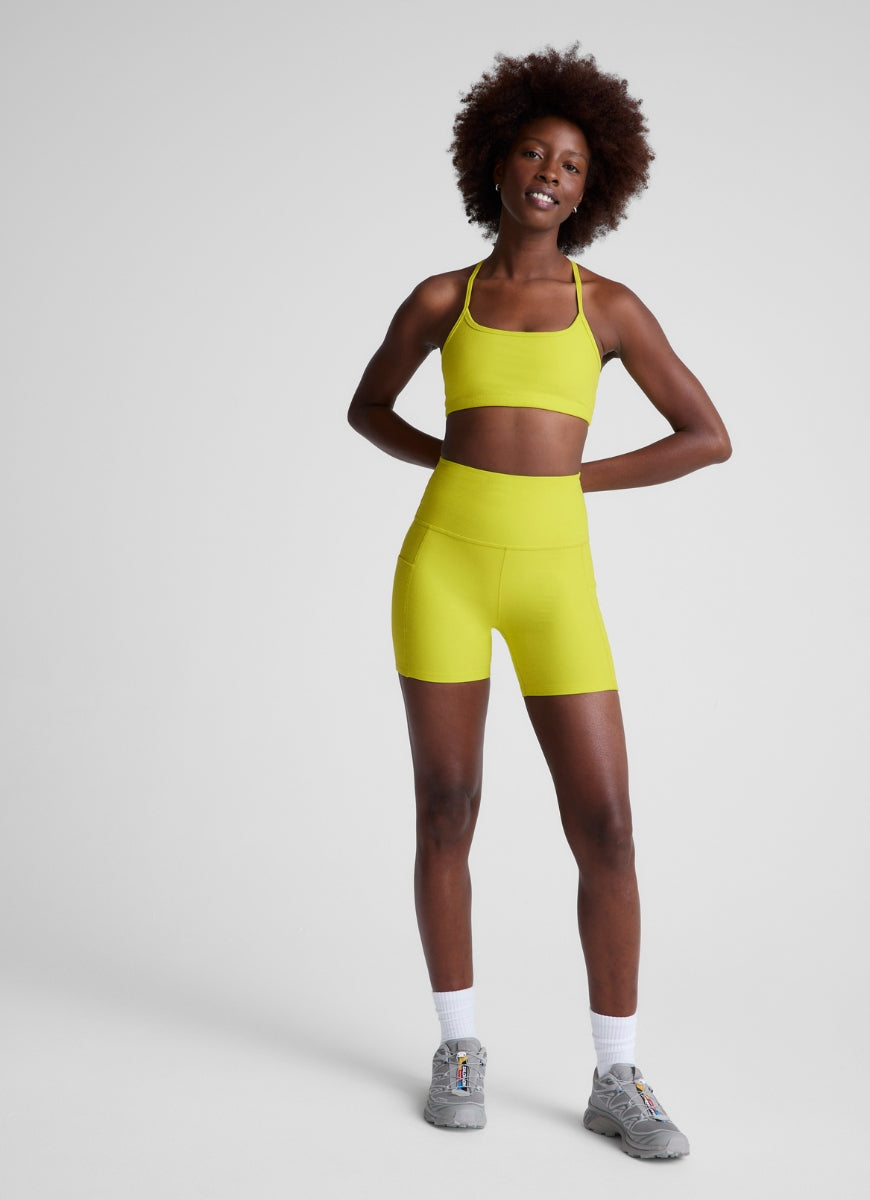 Beyond Yoga Spacedye Keep Pace 5" Pocket Short in Citrus Pop Heather Full Length Front View