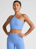 Beyond Yoga Spacedye One Shoulder Long Line Sports Bra in Flower Blue Heather