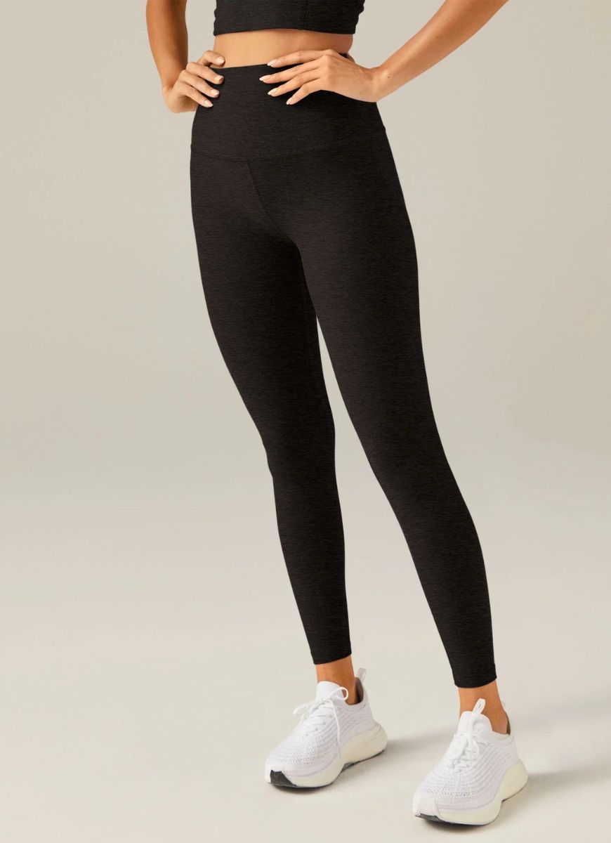Beyond Yoga Spacedye High Waisted Legging in Darkest Night Waist Down Front View