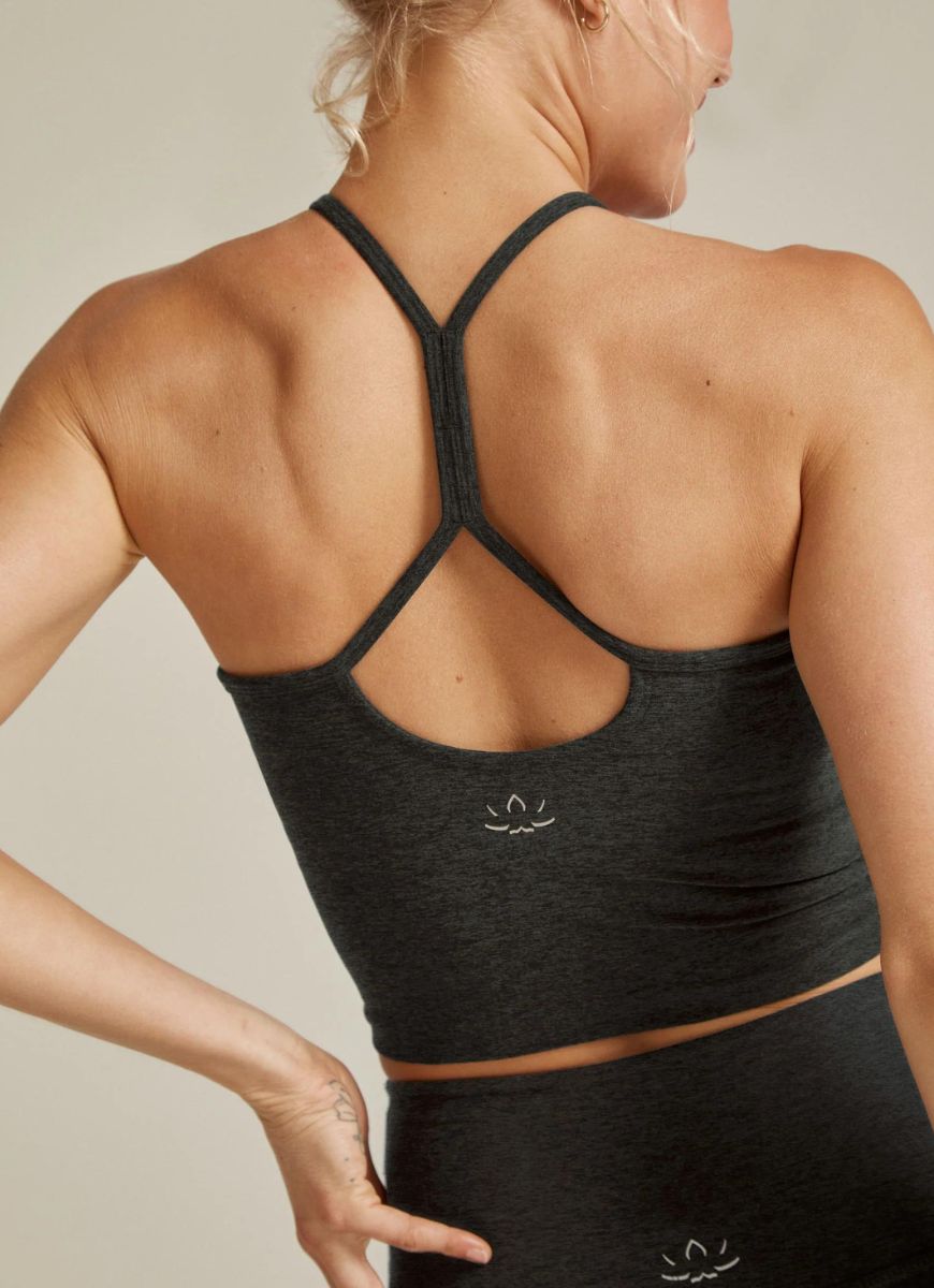 Beyond Yoga Slim Racerback Cropped Women's Tank in Darkest Night Back View