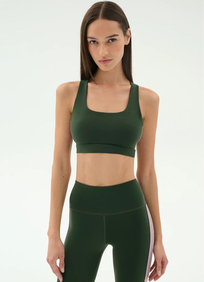 Splits59 Lexi Rigor Sports Bra in Military/Blush Front View