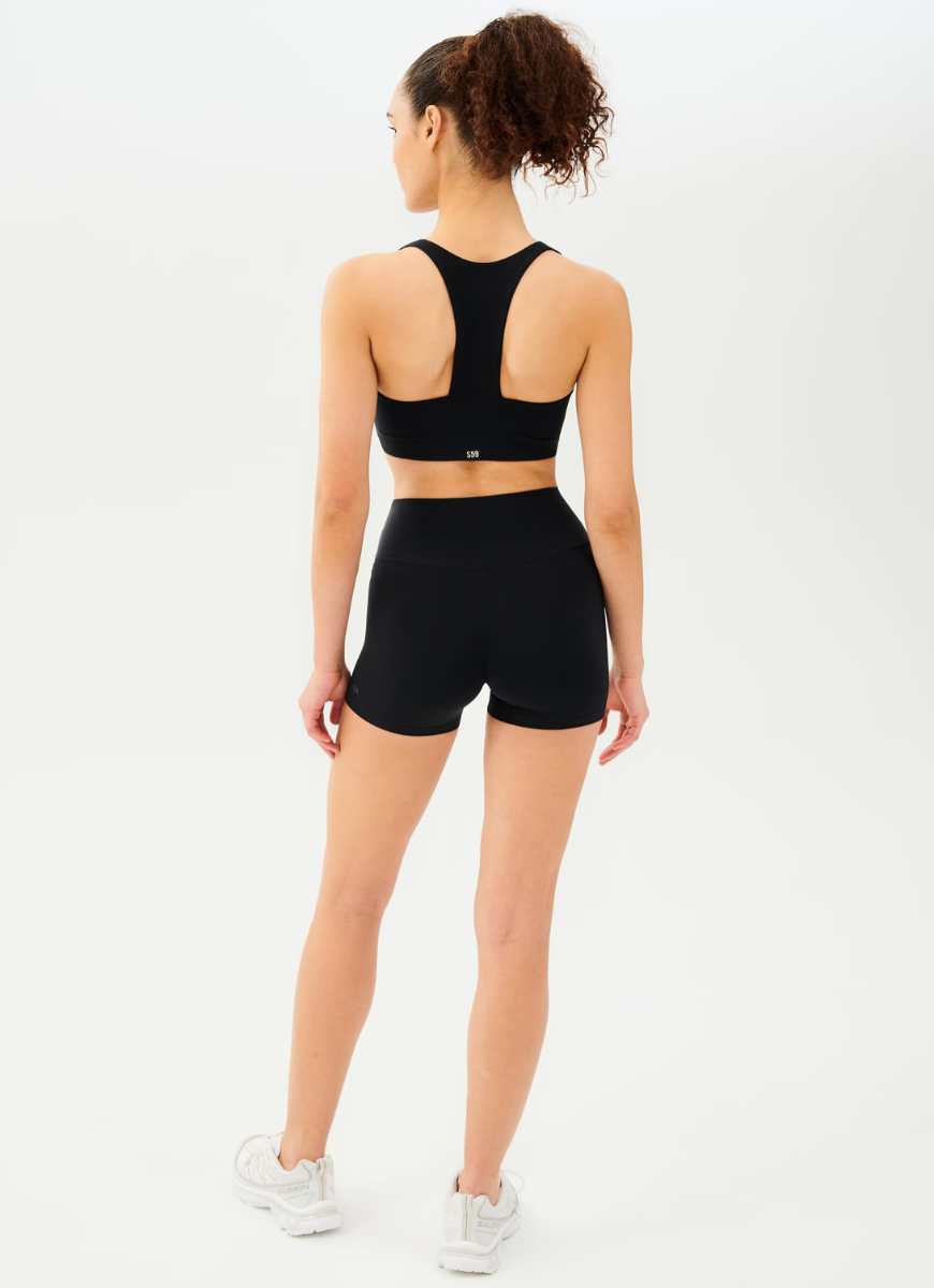 Splits59 Airweight High Waist 3.5” Bike Short in Black Full Length Back View