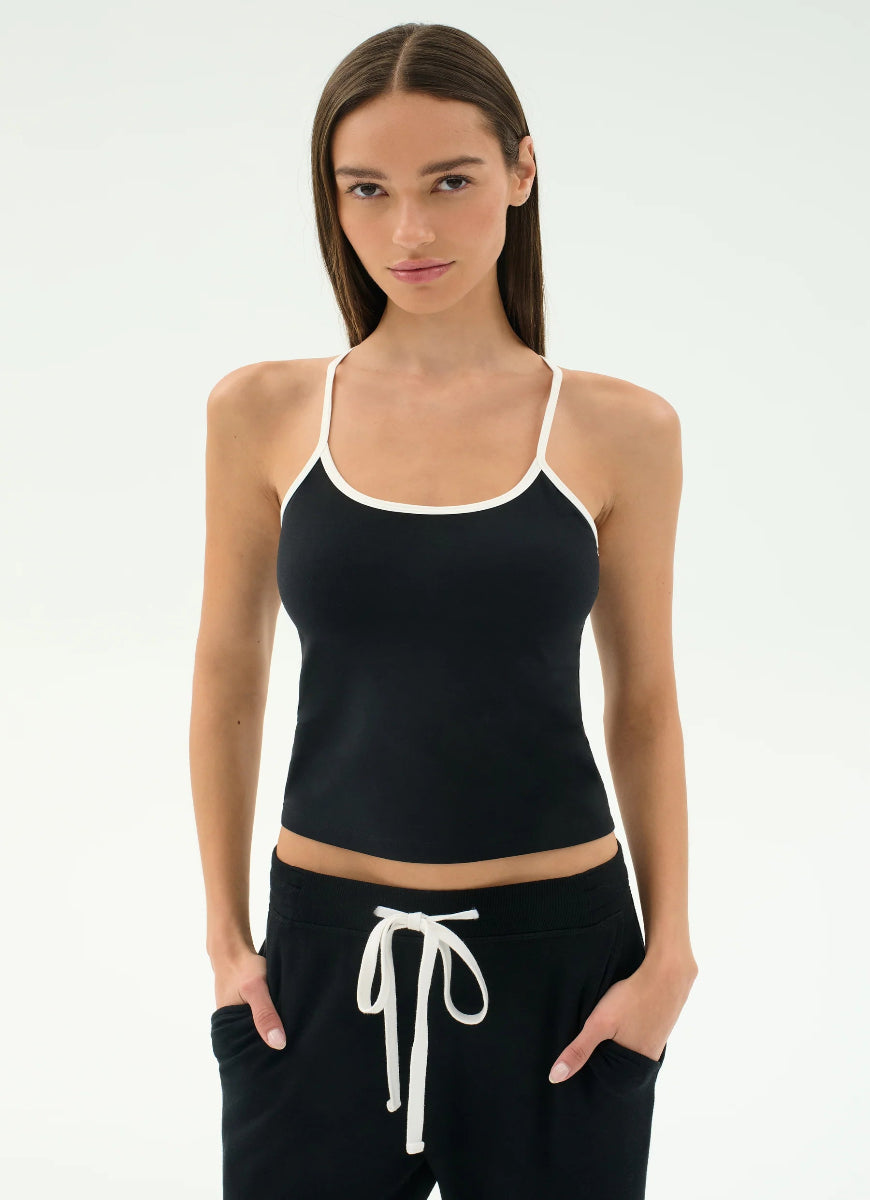 Splits59 Airweight Tank Top in Black/White