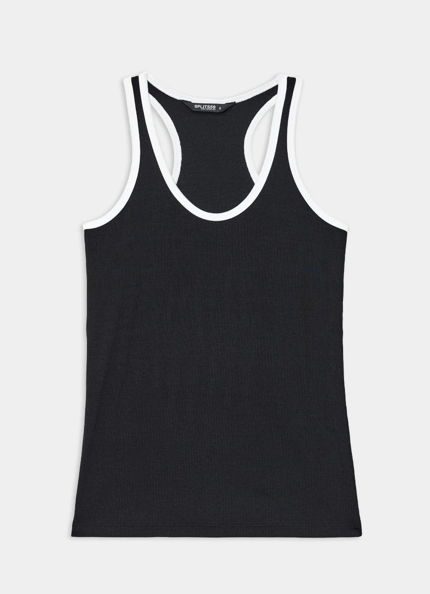 Splits59 Ashby Rib Tank Top in Black/White Product Shot View