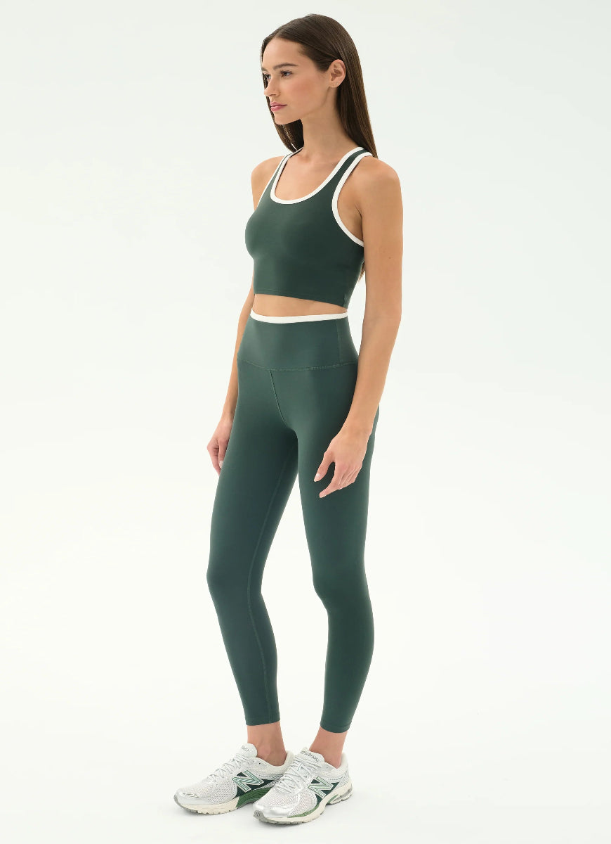 Splits59 Dual High Waist Airweight Legging 7/8 in Military/White Full Length Side View