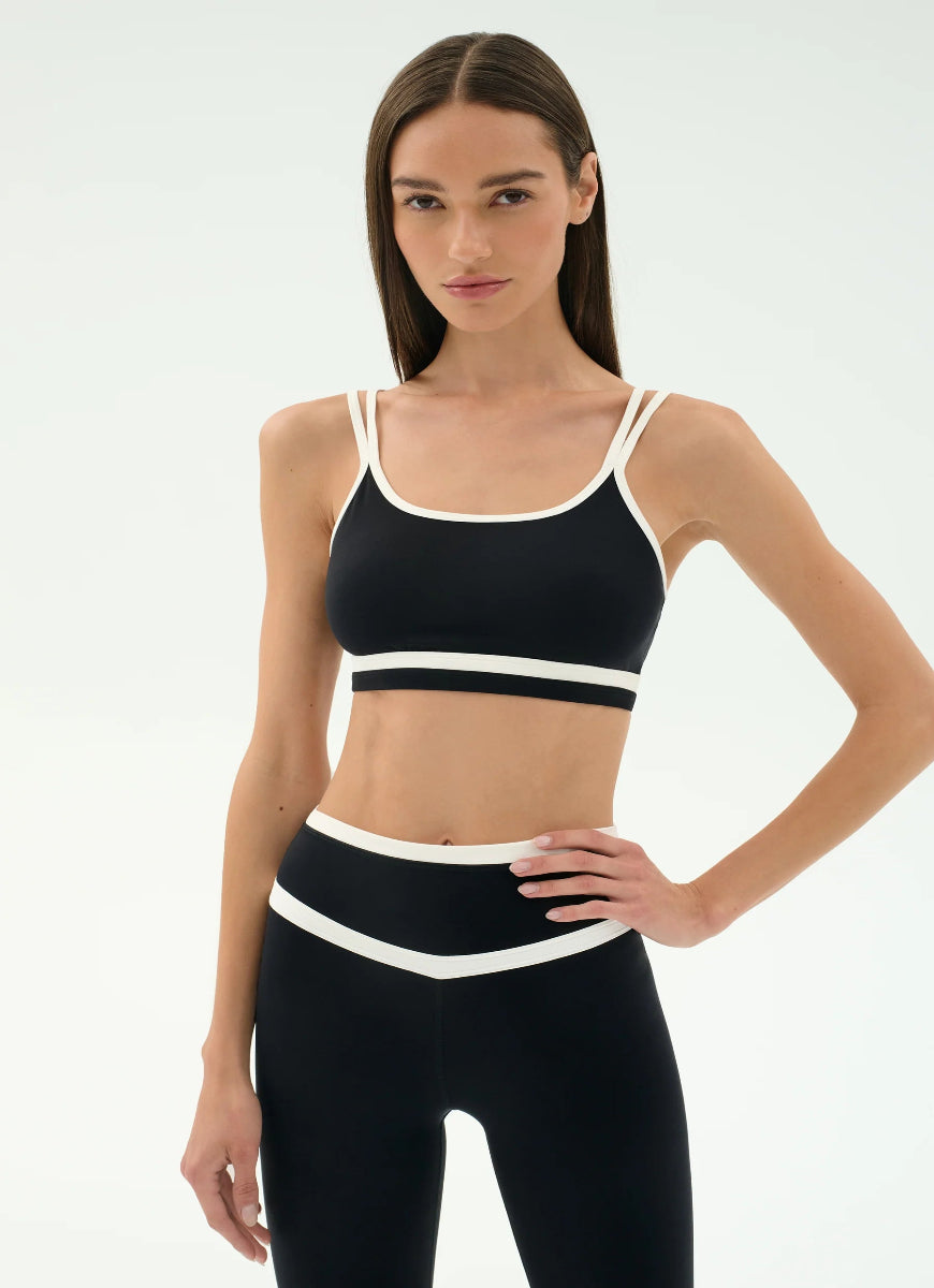 Splits59 Eva Rigor Double Strap Sports Bra in Black/White